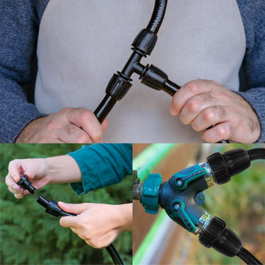 Drip Irrigation Fittings for Push-to-Connect Irrigation System - This complete set of drip irrigation fittings is designed for effortless push-to-connect setups.